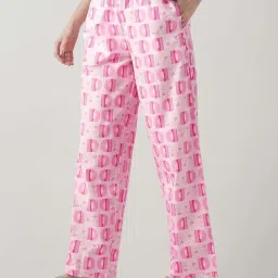 Bewakoof Pink Cotton Regular Fit Printed Pyjamas image 3