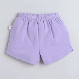 Bumzee Kids Yellow & Lavender Cotton Printed Shorts (Pack of 2) image 3