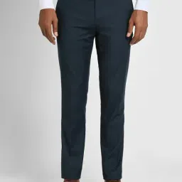 Peter England Warm Blue Slim Fit Trousers-picture-10