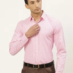 Sojanya Pink Cotton Regular Fit Checks Shirt-picture-10