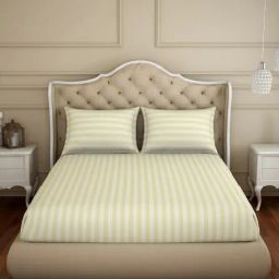 Spaces White 210 TC Cotton King Bed Sheet with 2 Pillow Covers-picture-22