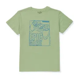 Palm Tree Kids Green Cotton Printed T-Shirt-picture-20