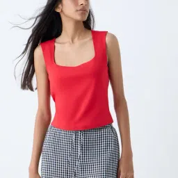 Superstar by Westside Red Solid Cotton-Blend Top-picture-24
