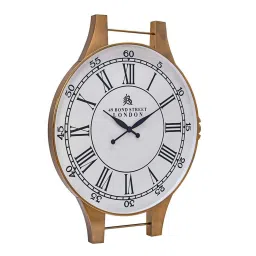 @home Gold Steel Wrist Watch Shaped Analog Wall Clock image 3