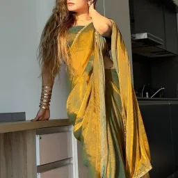 Saree Mall Bronze Silk Embellished Saree with Blouse Piece image 3