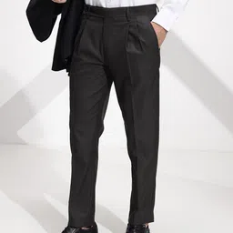 INVICTUS Men Self Design Textured Pleated Formal Trousers-picture-20