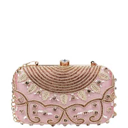 Odette Pink & Gold Embellished Sling Handbag image 3