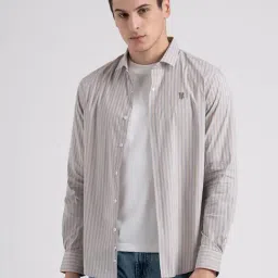 Red Tape Beige Loose Fit Striped Shirt-picture-41