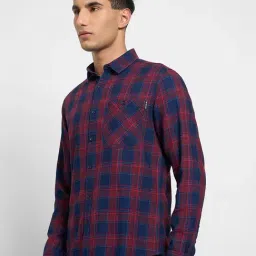 Sf Jeans By Pantaloons Red & Navy Cotton Slim Fit Checks Shirt image 3