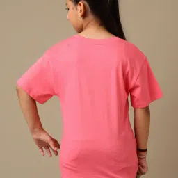 Kidsville Girls Pink Cotton Printed T-Shirt image 2