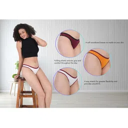 ORLIZEA Pack of 3 Women Low-Rise Cotton Blend Thongs image 4