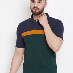 Austin wood Men Green Colourblocked Polo Collar T-shirt-image-76