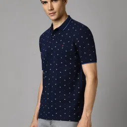 Louis Philippe Navy Cotton Slim Fit Printed T-Shirt image 3