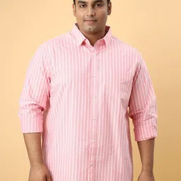 NEON CHILLIE Men Plus Size Cotton Striped Regular Fit Casual Shirt-image-44