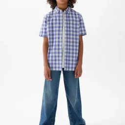 GAP Boys Blue Cotton Checks Shirt image 3