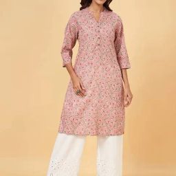Rangmanch by Pantaloons Rose Pink Floral Print Straight Kurta-picture-27