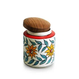ExclusiveLane White & Brown Ceramic Persian Floral Storage Container - Set of 2 image 3
