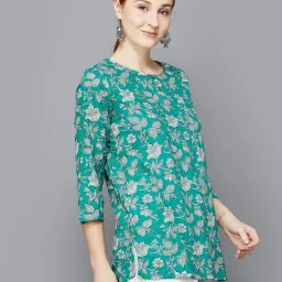 Melange by Lifestyle Teal Floral Print Kurti image 3