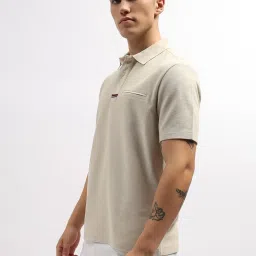 Gant Beige Cotton Regular Fit Polo T-Shirt image 3
