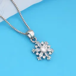 GIVA 92.5 Sterling Silver Snowflake Pendant With Box Chain-picture-10
