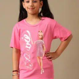 Kidsville Girls Pink Cotton Printed T-Shirt-picture-35