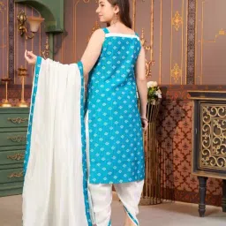 Aarika Girls Turquoise Printed Kurta Set image 2