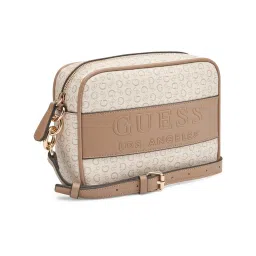 Guess Khaki Devlon Logo Cross Body Bag image 3