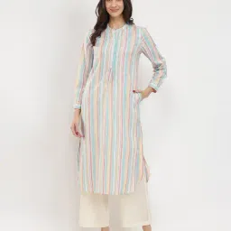 Pink Fort Multi Cotton Straight Fit Striped Kurta-picture-53