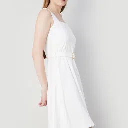 Code by Lifestyle Off White Regular Fit A Line Dress image 3