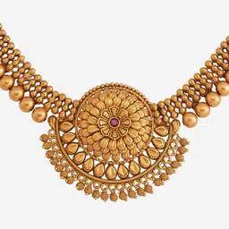 Kushal's Fashion Jewellery Ruby Gold-Plated Ethnic Antique Jewellery Set image 2