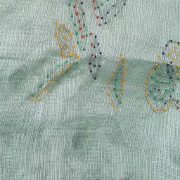 Unnati Silks Green Silk Embroidered Saree With Unstitched Blouse image 3