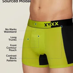 XYXX Lime Punch & Black Micro Modal Trunks image 3