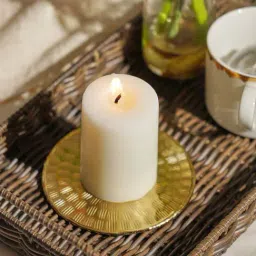 Pure Home and Living White Peony Blush Small Pillar Candles - Set of 2-image-63