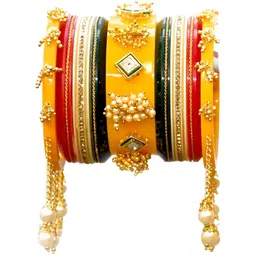 Align Set Of 2 Gold-Plated Pearl BeadedChudas Bangles image 3