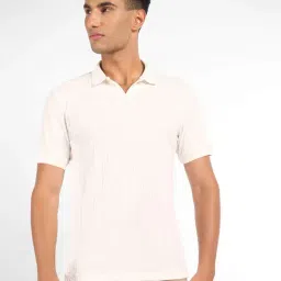 Peregrine By Pantaloons White Slim Fit Self Pattern Polo T-Shirt-picture-34