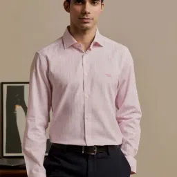 ANDAMEN Pink Slim Fit Check Cotton Shirt-image-39