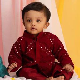 VASTRAMAY Boys Maroon Embroidery Full Sleeves Kurta Sets-picture-10