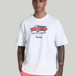 Puma White Cotton Relaxed Fit Printed Sports T-Shirt-image-45