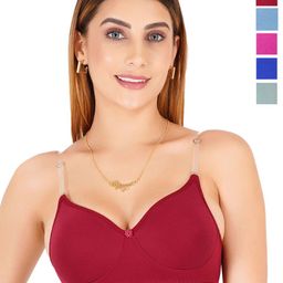 Liigne Pack Of 5 Full Coverage Lightly Padded Bra With Transparent Bra-picture-42
