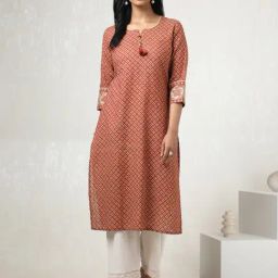Soch Brown Cotton Regular Fit Geometric Kurtas-picture-12