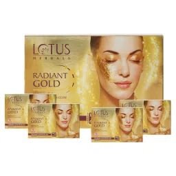 Lotus Herbals Radiant Gold Cellular Glow Facial Kit with 24K Gold Leaves, All Skin Type - Pack of 4 image 1