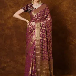 Saree Mall Purple Woven Sarees With Unstitched Blouse-picture-32