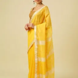 Jaypore Yellow Cotton Silk Woven Maheshwari Saree image 4