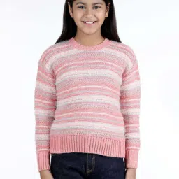 Wingsfield Girls Pink Striped Full Sleeves Sweaters & Cardigans-image-44