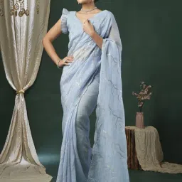 Saree Mall Light Blue Silk Embroidery Saree with Blouse Piece-image-41