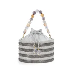 NR by Nidhi Rathi Grey Synthetic Embellished Potli image 2