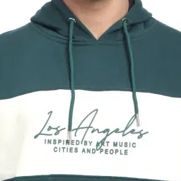 R&B Green Regular Fit Self Pattern Hoodie image 4