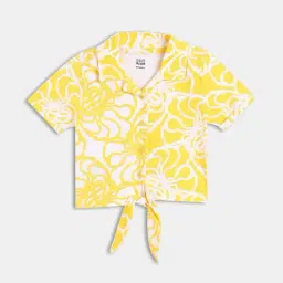 MINIKLUB Girls White & Yellow Cotton Printed Knit Top-picture-27