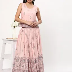 R&B Pink Rayon Floral Print Skirt image 3