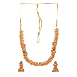 Saraf RS Jewellery Gold Plated stone studded Peacock Temple Jewellery Set with Jhumki Earrings-picture-15
